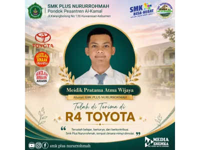 Keren! Alumni SMK PLUS NURURROHMAH, Meidik Pratama Atma Wijaya, Diterima Bekerja di R4 TOYOTA