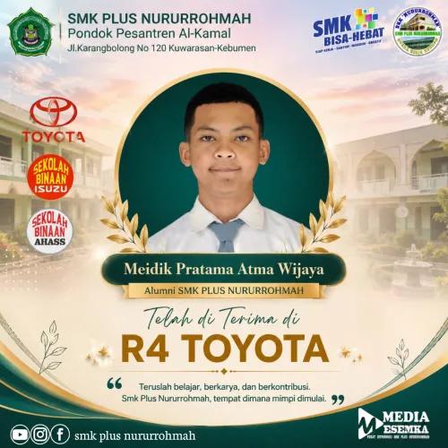 Keren! Alumni SMK PLUS NURURROHMAH, Meidik Pratama Atma Wijaya, Diterima Bekerja di R4 TOYOTA